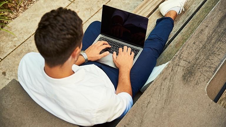 Man using laptop
