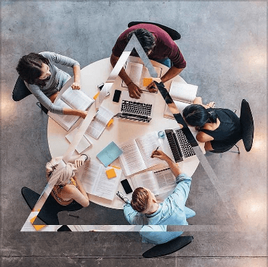 Group of employees working together